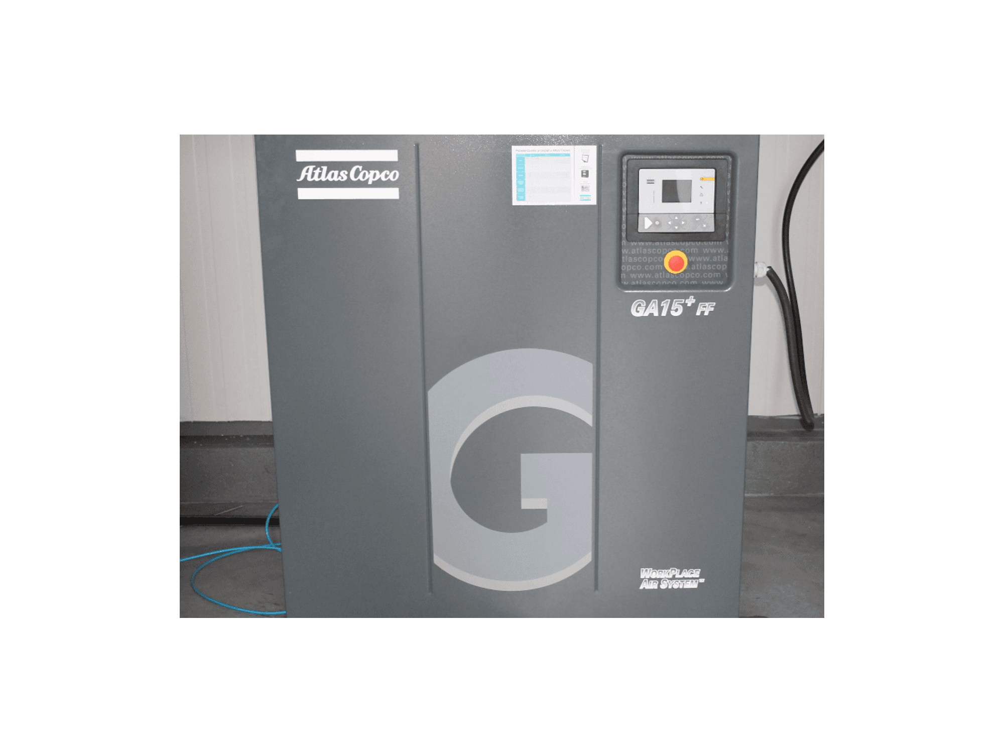 Koneen Atlas Copco Ga15 + FF etunäkymä