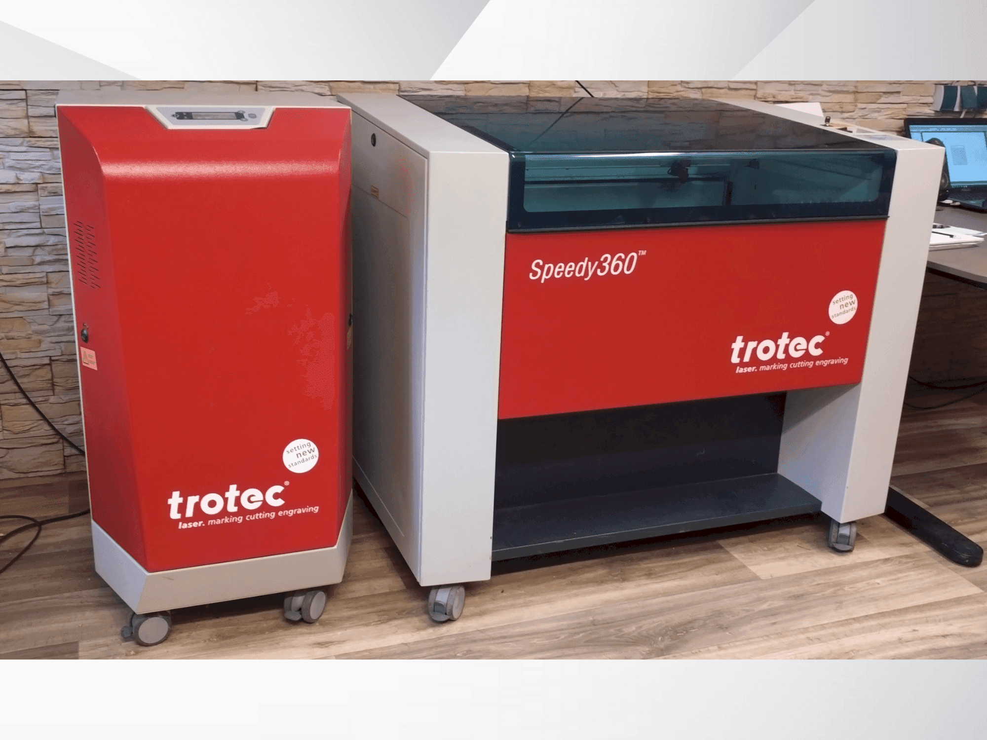 Koneen Trotec Speedy 360 etunäkymä