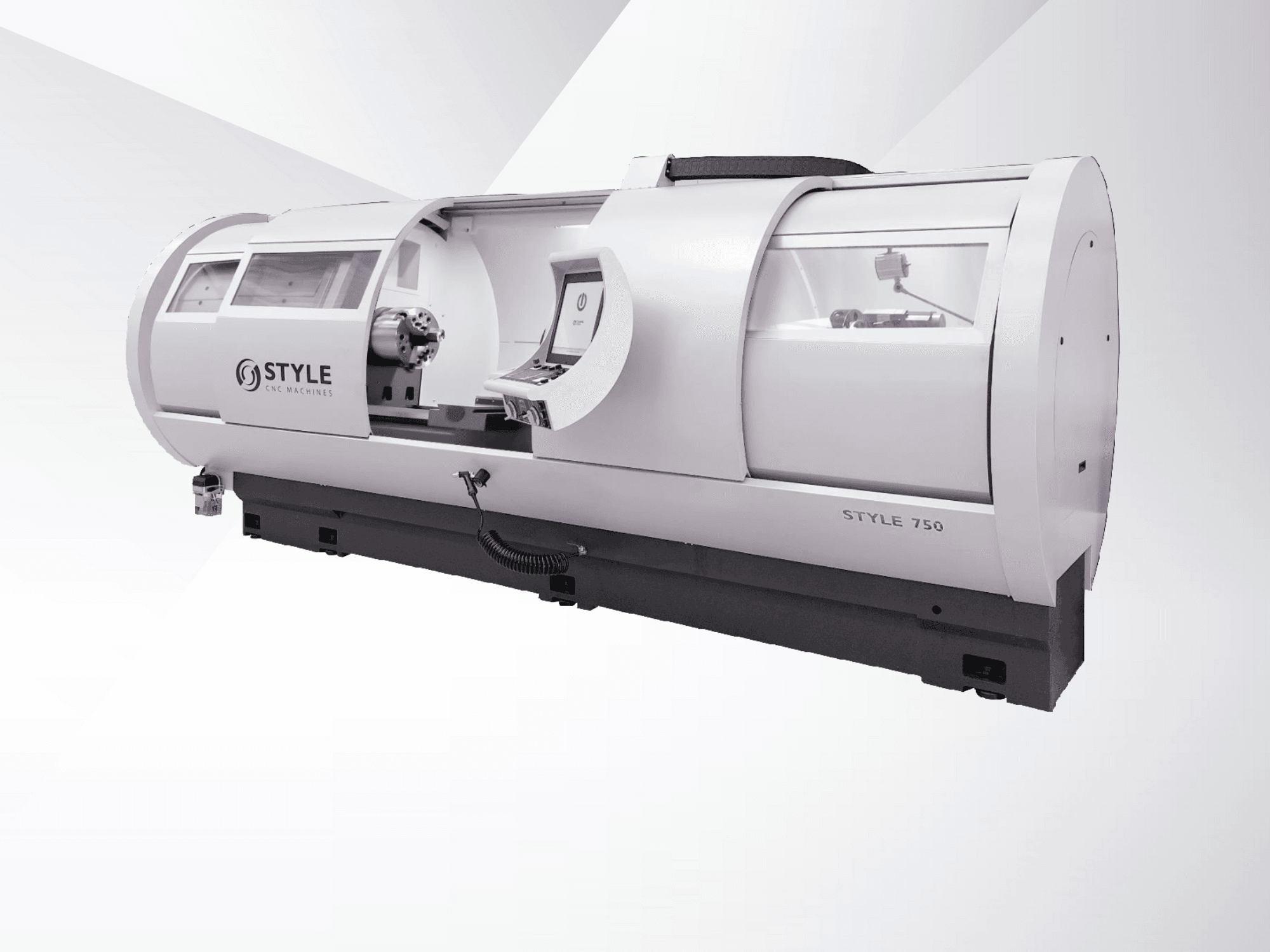 STYLE 750 CNC-sorvi, etukuva, jossa on suuri ikkuna, ohjauspaneeli ja tarkkuusmekaniikka edistynyttä koneistusta varten.