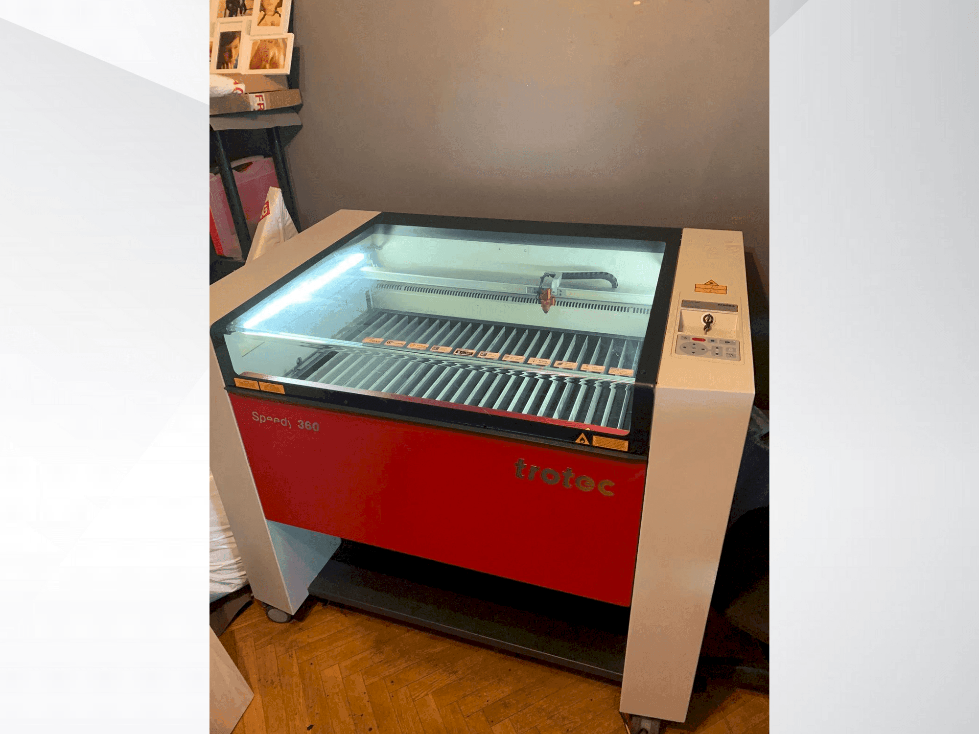 Koneen Trotec Speedy 360 etunäkymä